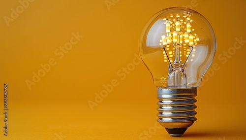 A Single Light Bulb on a Yellow Background