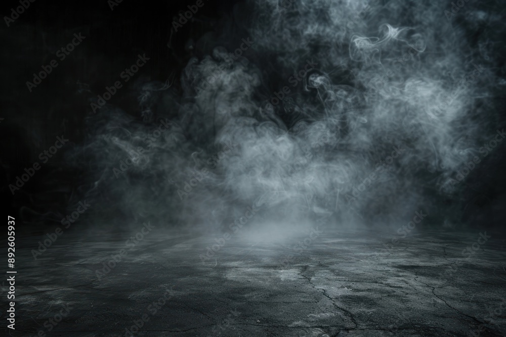 Abstract image of dark room concrete floor. Black room or stage background for product placement Abstract image of dark room concrete floor. Black room or stage background for product placement