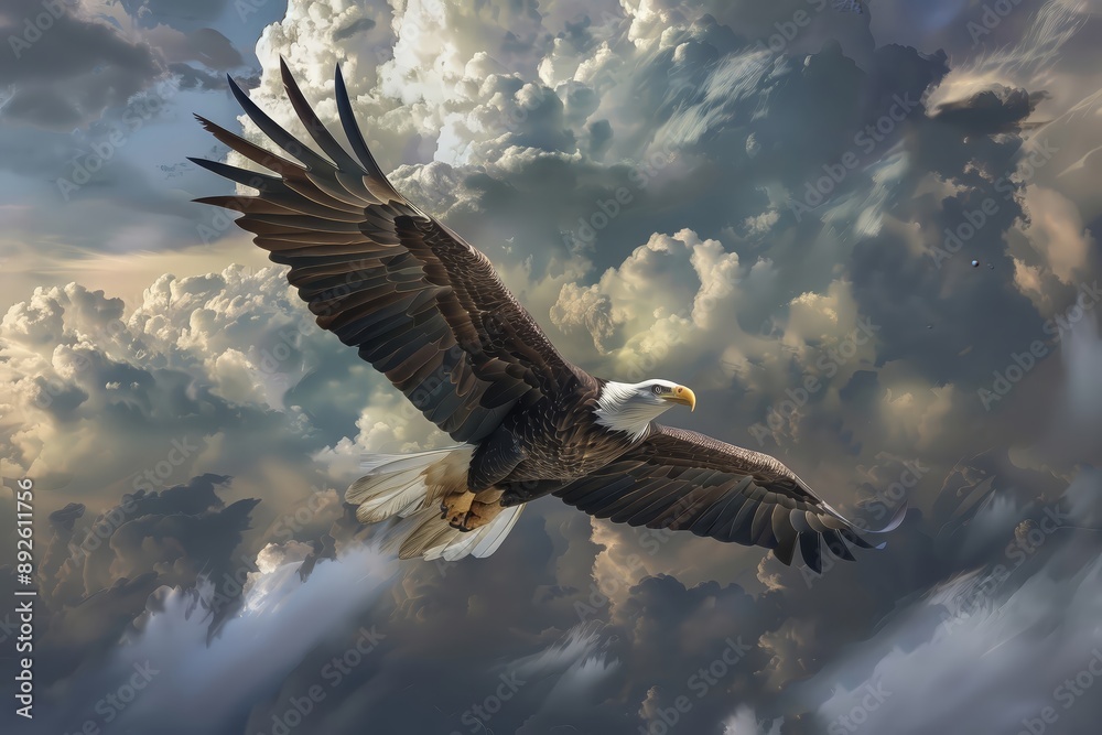 A majestic bald eagle soaring through the clouds a 300 bird, eagle, flying, flight, sky, fly, nature, wings, wildlife, animal, vulture, blue, bald, wing, soaring, raptor, bald eagle, crow, wild, prey, A majestic bald eagle soaring through the clouds a 300 bird, eagle, flying, flight, sky, fly, nature, wings, wildlife, animal, vulture, blue, bald, wing, soaring, raptor, bald eagle, crow, wild, prey,