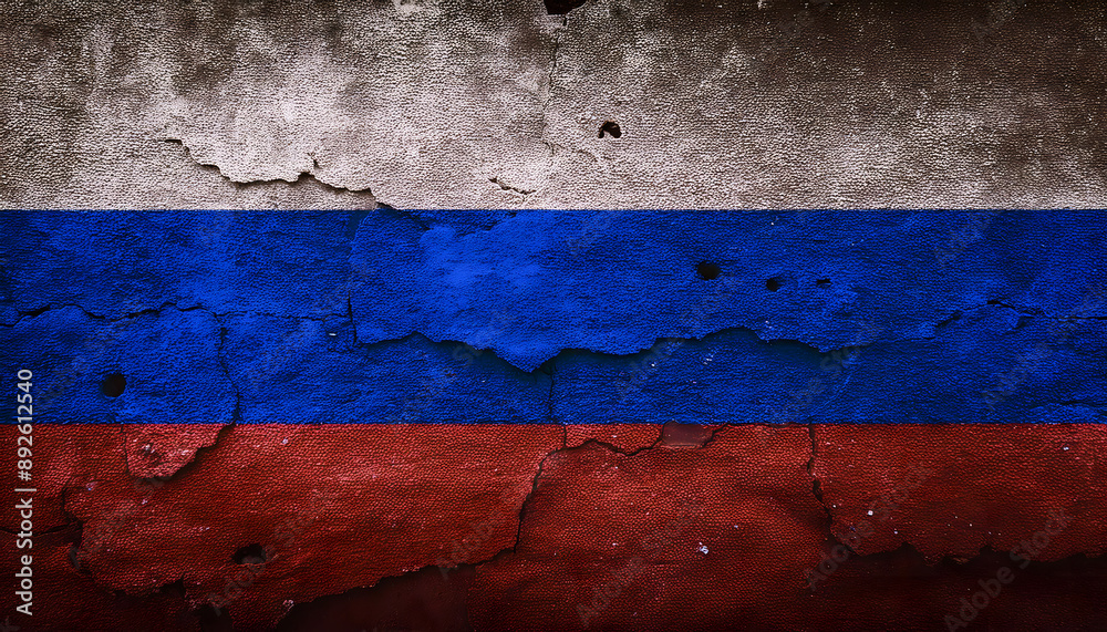 Flag on an old cement wall. Russia Flag on an old cement wall. Russia