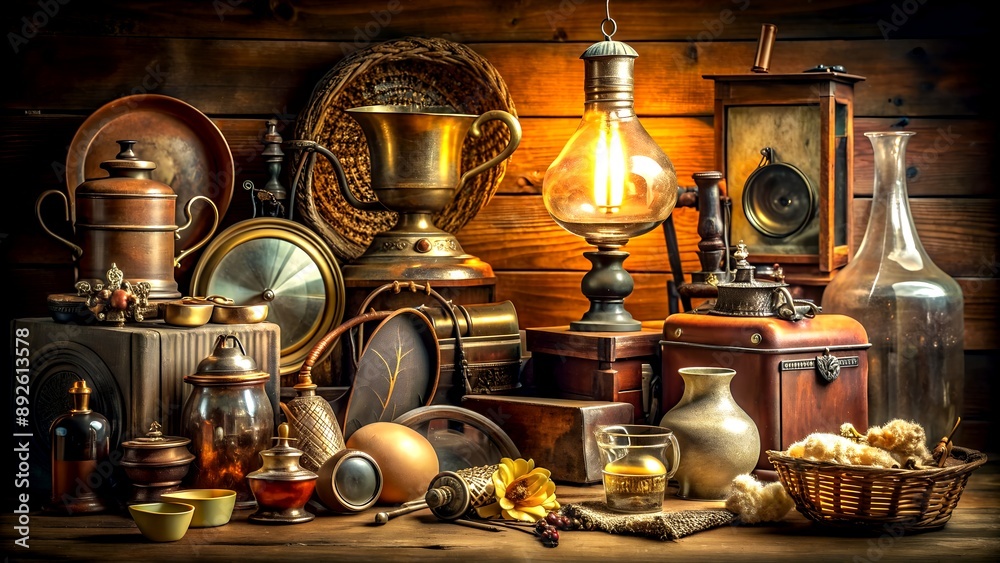Whispers from the Past: A Still Life Composition of Vintage Treasures Generative AI Machine-generated Whispers from the Past: A Still Life Composition of Vintage Treasures Generative AI Machine-generated
