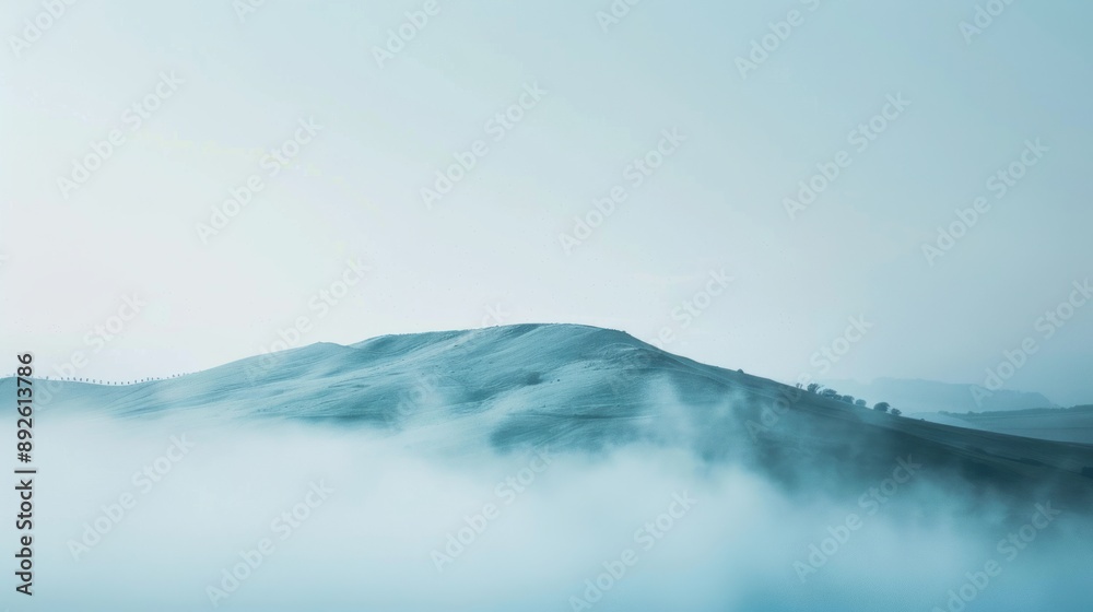 Fototapeta premium fogging hill on morning. copy space