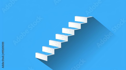 Simple stair icon on blue background photo