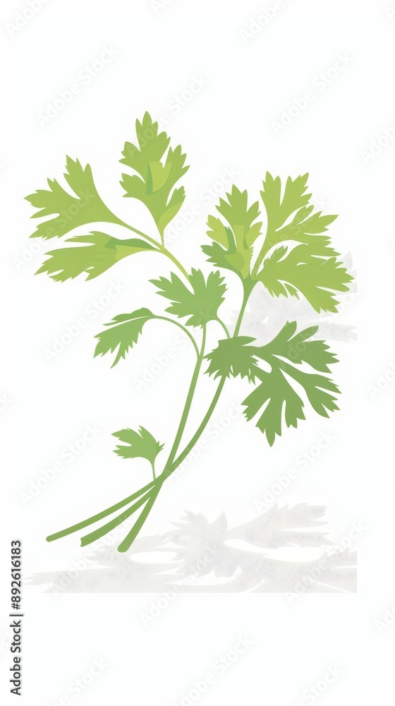A simple illustration of a coriander, with only one in the center of the image, is a symbol of art. Dynamic on a clean white background. A simple illustration of a coriander, with only one in the center of the image, is a symbol of art. Dynamic on a clean white background.