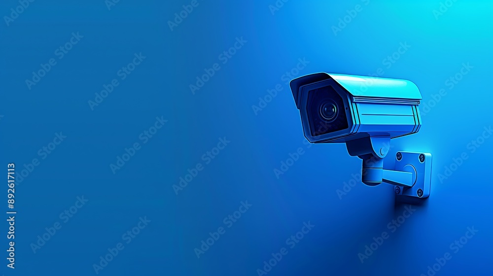 technological cctv camera object on high tech blue background technological cctv camera object on high tech blue background