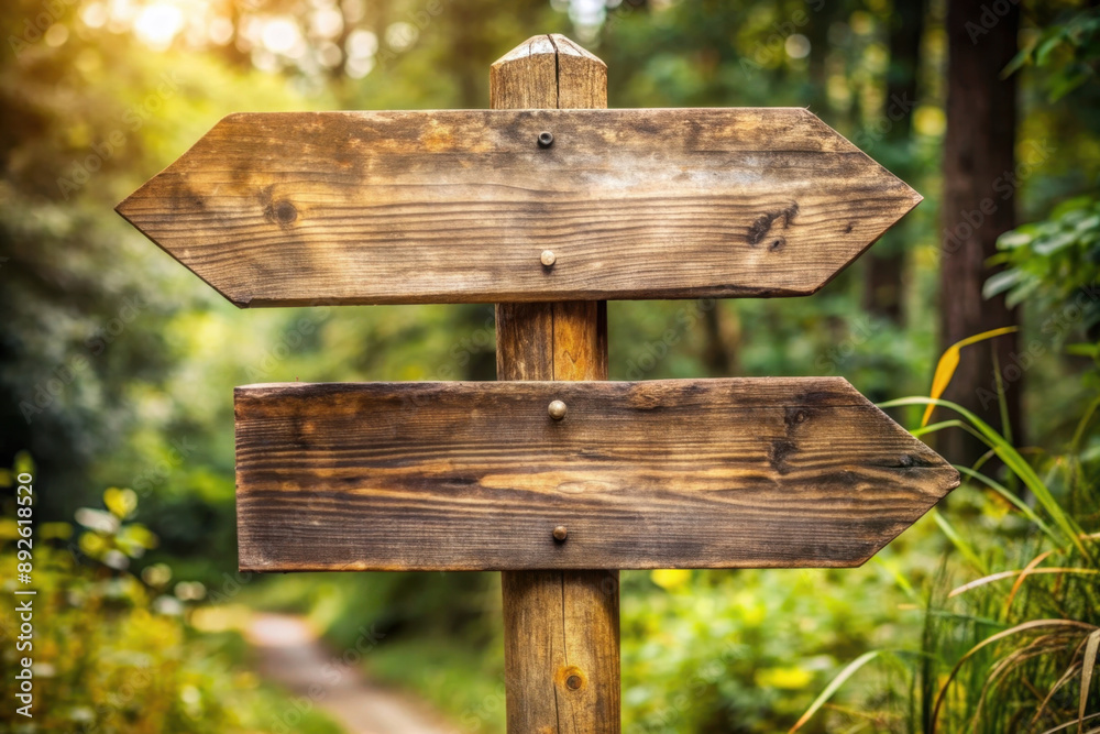 Naklejka premium wooden empty sign in the forest