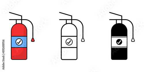 fire extinguisher icons set. extinguishing equipment, Emergency alert symbols isolated background, silhouette icon, vector illustration.