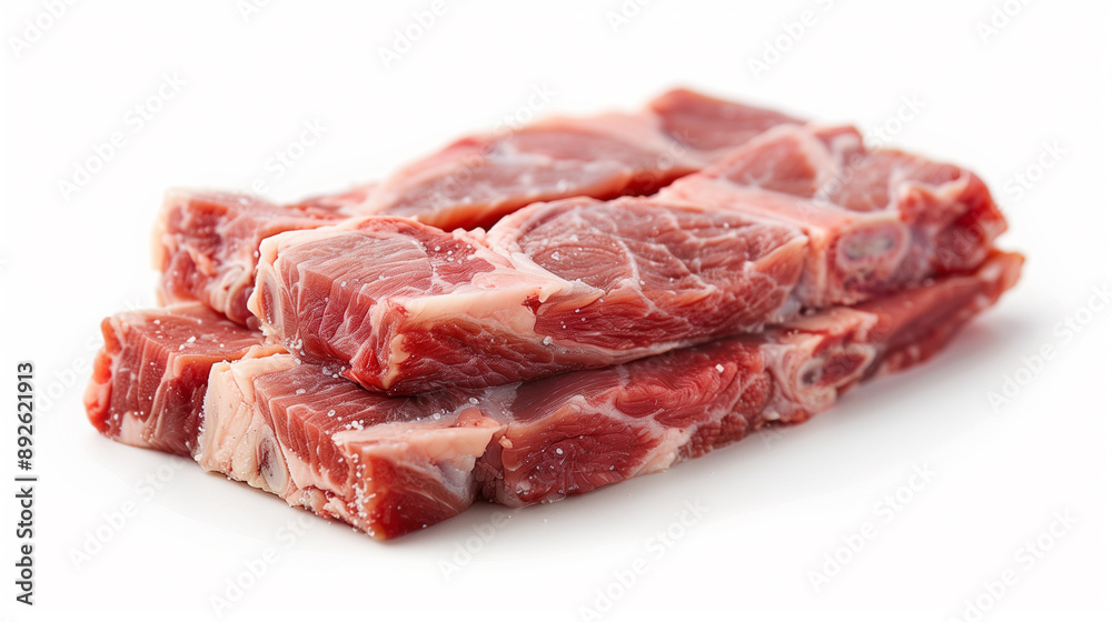 Raw pork. Pieces of fresh meat isolated on a white background. Raw pork. Pieces of fresh meat isolated on a white background.