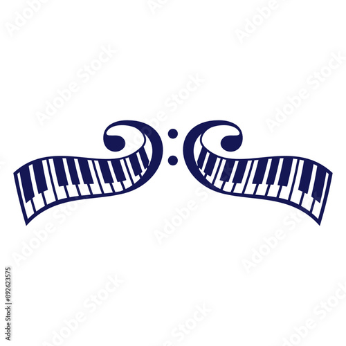 Two Keyboards Piano Clef Keys 2 Bass Music Note French Violin Treble Musical Instrument Sound Love Icon Symbol Design