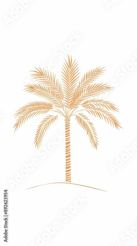 A simple illustration of a date palm, with only one in the center of the image, symbolizing the art. Dynamic on a clean white background.
