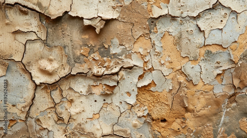 Fototapeta premium Close Up Detail of Cracked and Peeling Wall Surface