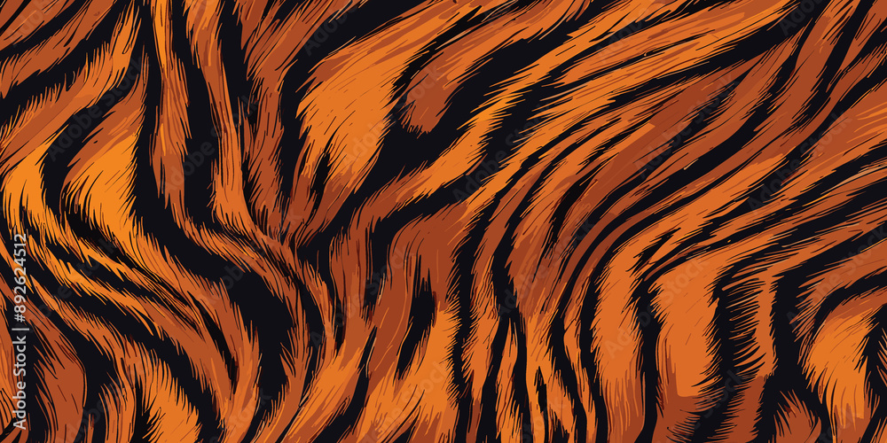Dynamic Tiger Skin Pattern Vector Illustration Wild Texture. Animal Striped Skin Fur Pattern Texture Background Dynamic Tiger Skin Pattern Vector Illustration Wild Texture. Animal Striped Skin Fur Pattern Texture Background