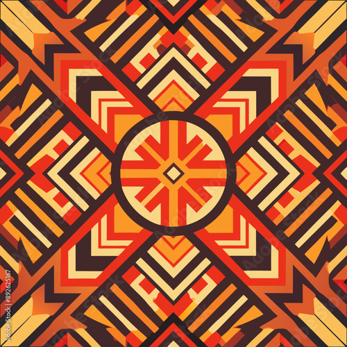 Abstract ethnic geometric pattern design for background or wallpaper.