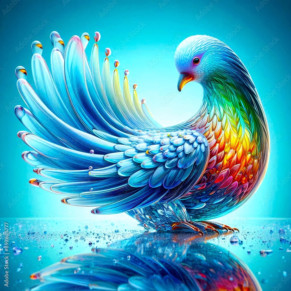 Fototapeta premium Glass pigeon in wonderful colors