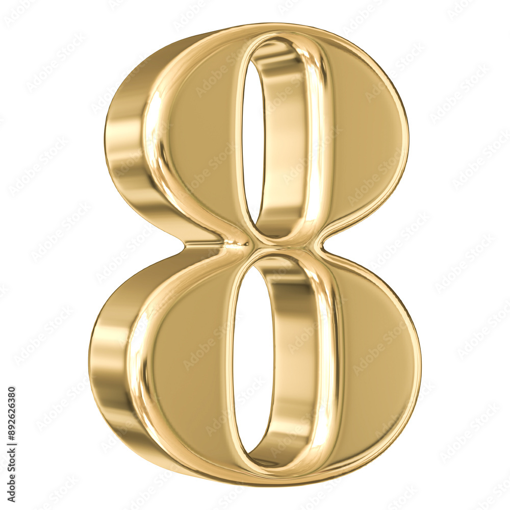 Gold 3D Number 8 Gold 3D Number 8