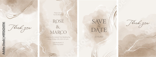Elegant marble, stone texture. Watercolor, ink vector background collection with white, grey, beige, golden. For cover, invitation template, wedding card, menu design. 