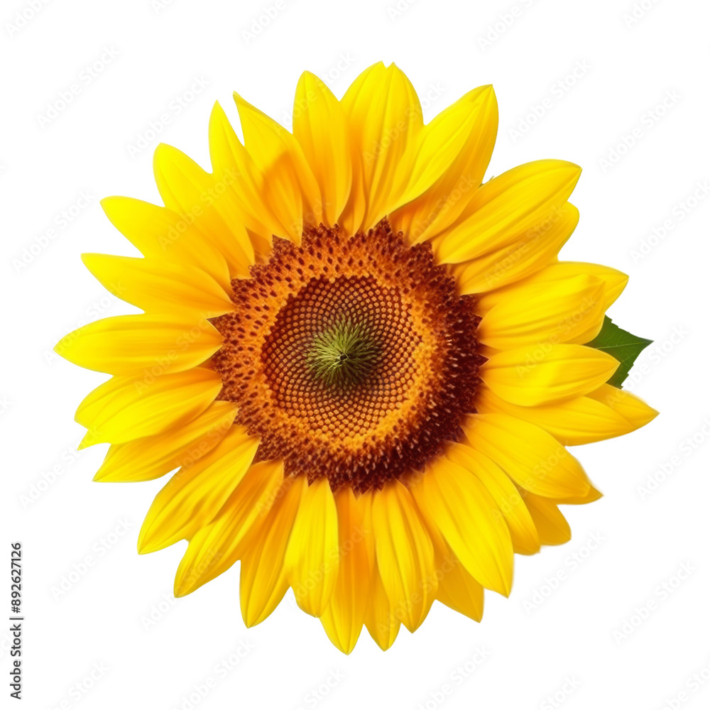 Isolated Sunflower with Bright Yellow Petals and Brown Center. Isolated Sunflower with Bright Yellow Petals and Brown Center.