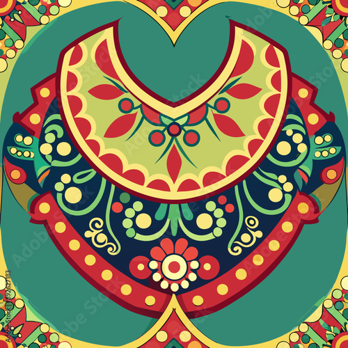 Ethnic neck collar line baroque design for embroidery