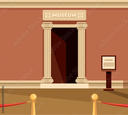 Empty museum room exhibit concept. Vector flat graphic design element illustration