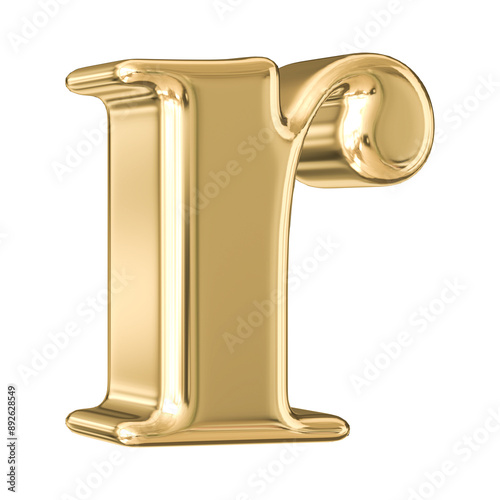 Golden 3D Font Letter r