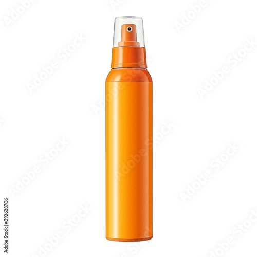 Orange Sunscreen Spray Bottle Isolated Without Background.