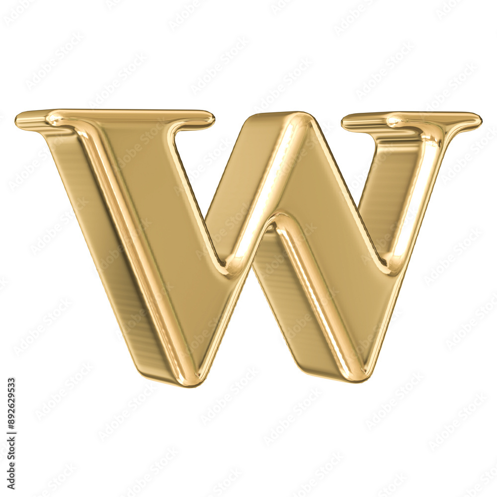 Golden 3D Font Letter w Golden 3D Font Letter w