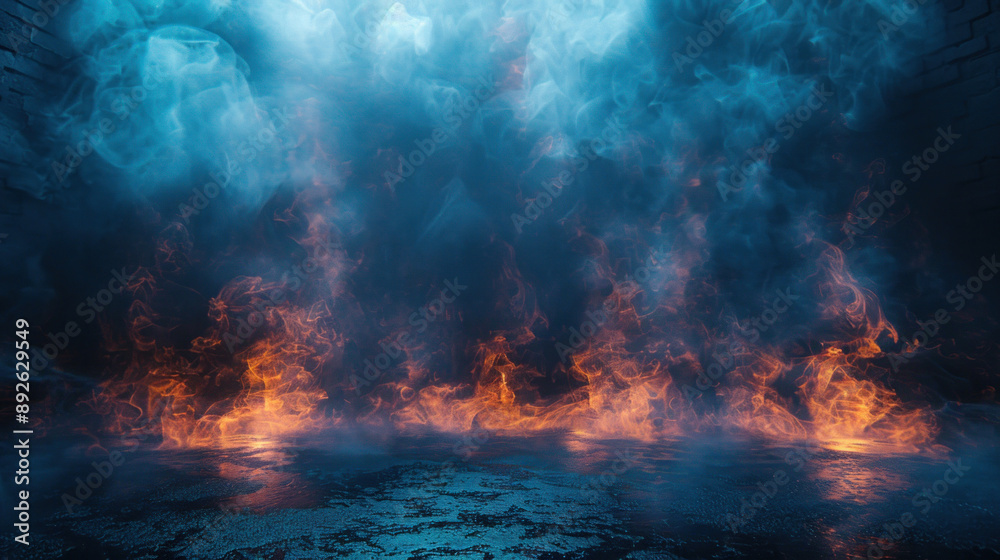 Dark blue background, an empty dark scene, neon light, spotlights The asphalt floor and studio room with smoke float up the interior texture. Dark blue background, an empty dark scene, neon light, spotlights The asphalt floor and studio room with smoke float up the interior texture.