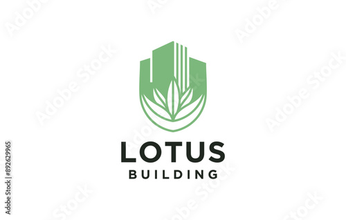 simple lotus building logo de...