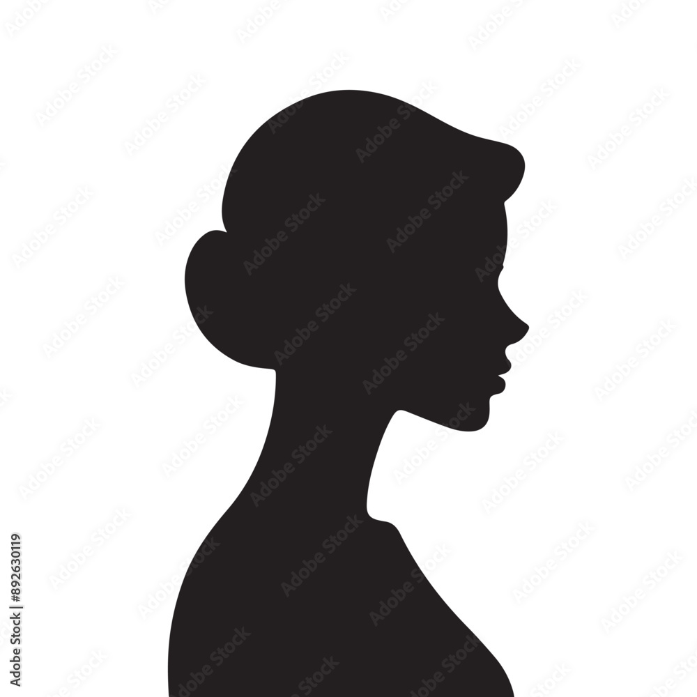 Beautiful woman face silhouette flat style vector illustration Beautiful woman face silhouette flat style vector illustration