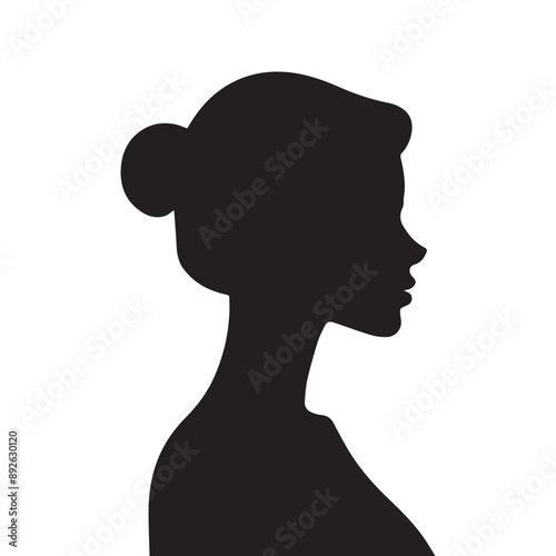 Beautiful woman face silhouette flat style vector illustration