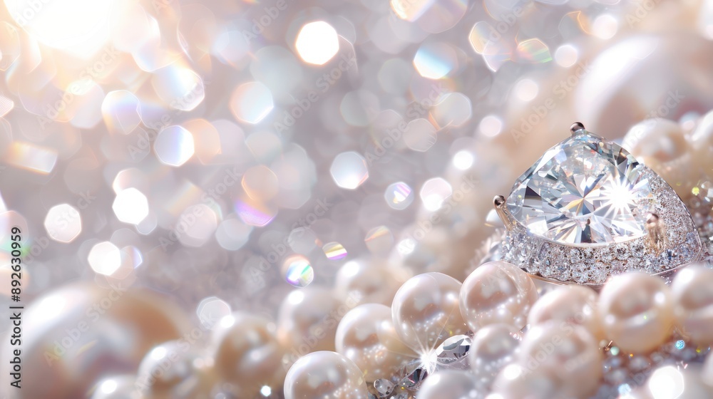 Elegant jewelry background with sparkling diamonds and pearls. Elegant jewelry background with sparkling diamonds and pearls.
