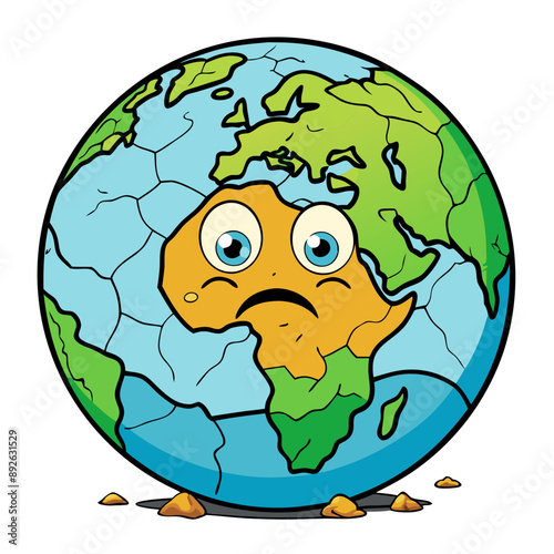 devastating effects of neglect on planet: sad earth, dry, cracked