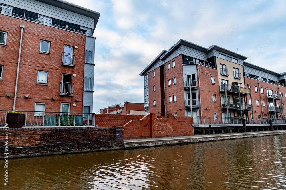 Central Chester in Northern England on a Cloudy Spring Day at Twilight