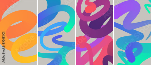 Wavy curly shape with colorful gradient. Modern 3d figure. Vector illustration.