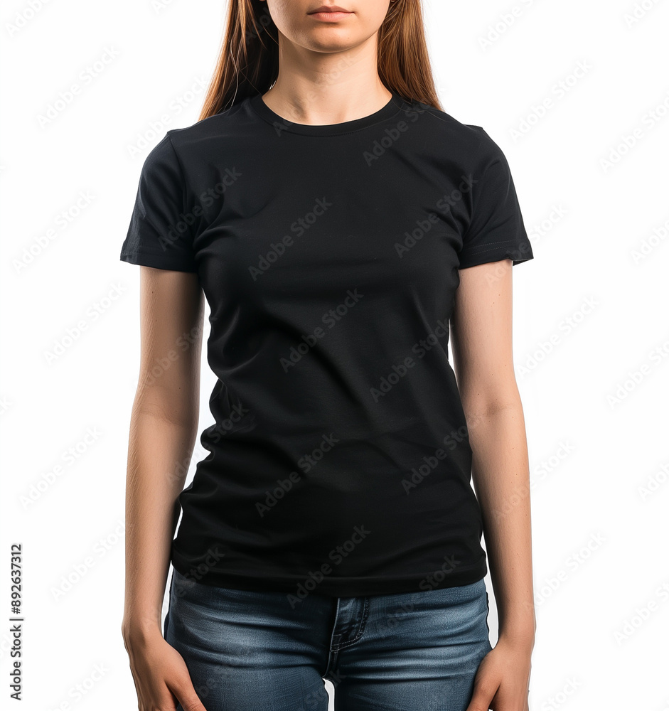 Obraz premium Blank black female t shirt mockup
