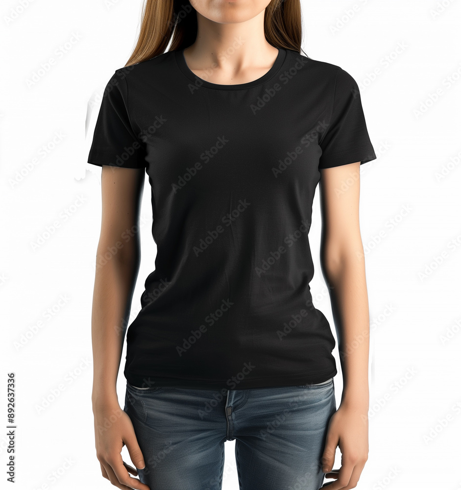 Blank black female t shirt mockup Blank black female t shirt mockup