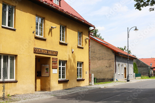 ALWERNIA, POLAND - JULY 19, 2024: Charming residential buildings in the historic center of Alwernia.