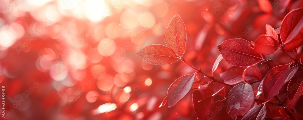 Autumn red leaves soft focus