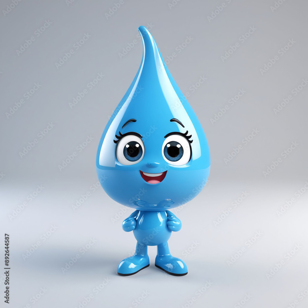 custom made wallpaper toronto digitalCute cartoon water drop mascot character 3D on blue creature from transparent blue drops light background