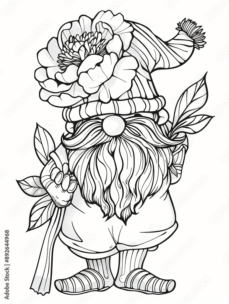 coloring page of a cute garden gnom cartoon coloring page of a cute garden gnom cartoon