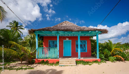 Typical house in the Dominican Republic. Caribbean. Authentic.