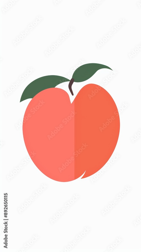 A simple illustration of a peach, with only one in the center of the image, symbolizing the art. Dynamic on a clean white background. A simple illustration of a peach, with only one in the center of the image, symbolizing the art. Dynamic on a clean white background.