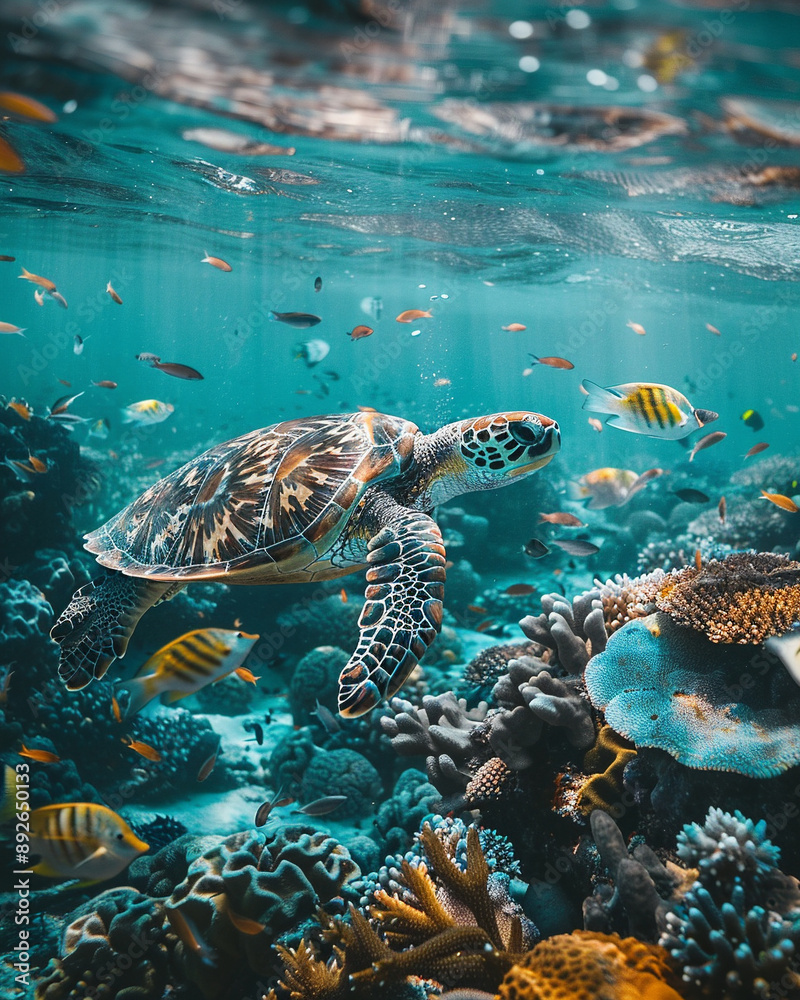 Fototapeta premium turtle swimming in the sea