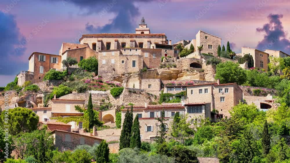 Panoramic view of the town of Gordes in the French Provence Panoramic view of the town of Gordes in the French Provence