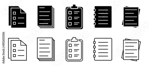 document icon set vector. matching file icon. paper document icons set. File symbol. vector illustration