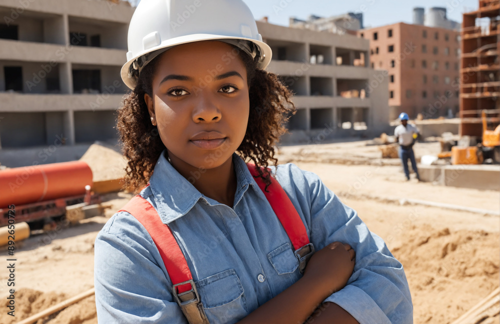 de&I image of black woman construction worker at construction site diversity, equity and inclusion female power de&I image of black woman construction worker at construction site diversity, equity and inclusion female power