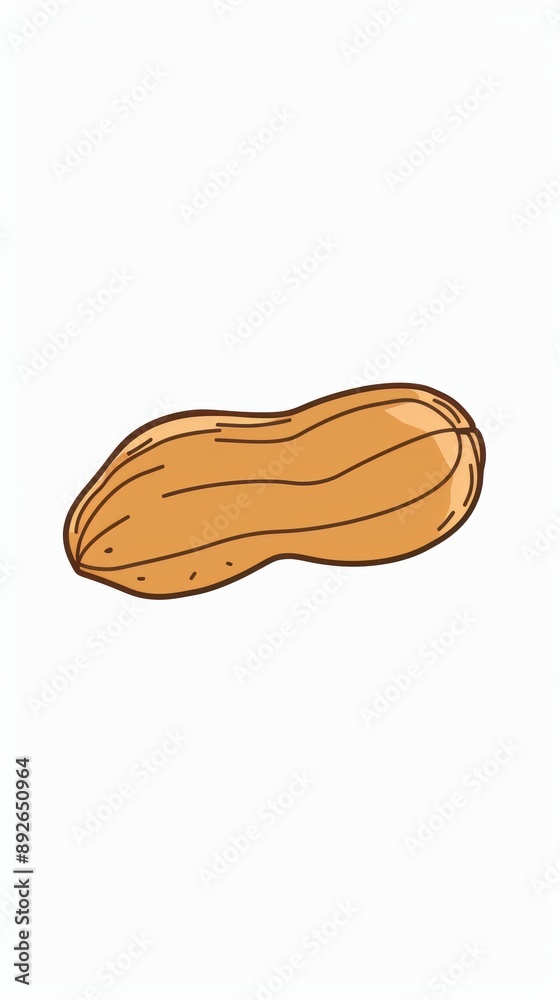 Obraz premium A simple illustration of a peanut, with only one in the middle of the image, is a symbol of art. Dynamic on a clean white background.