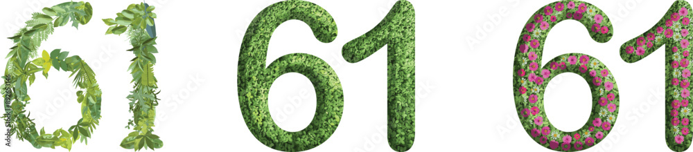 61, design made from green grass, leaves and flower, .suitable for birthday, anniversary and memorial day templates, go green concept
61, design made from green grass, leaves and flower, .suitable for birthday, anniversary and memorial day templates, go green concept