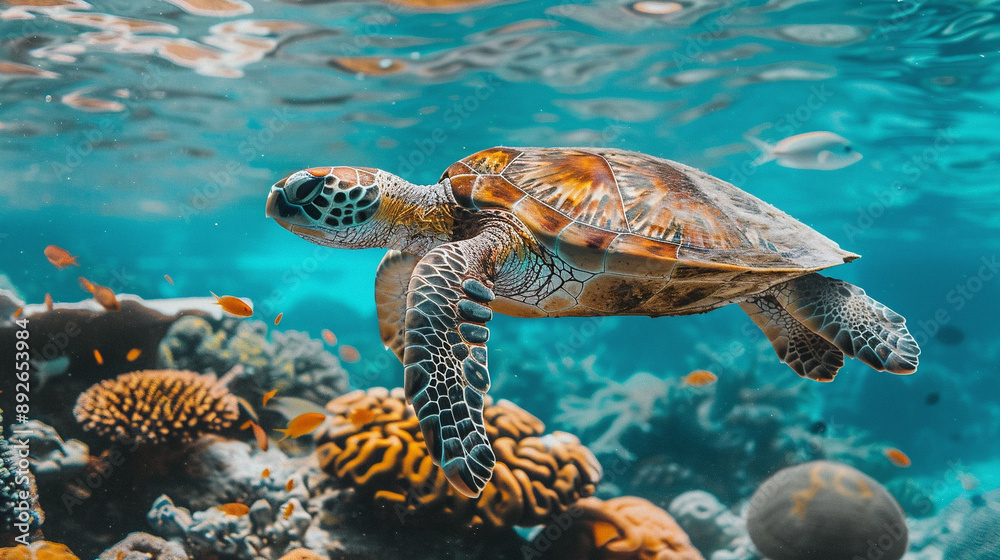 Fototapeta premium turtle swimming in the sea