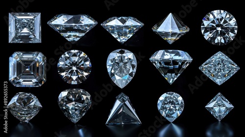 Diamond shape chart displaying different cuts and their characteristics for comparison.